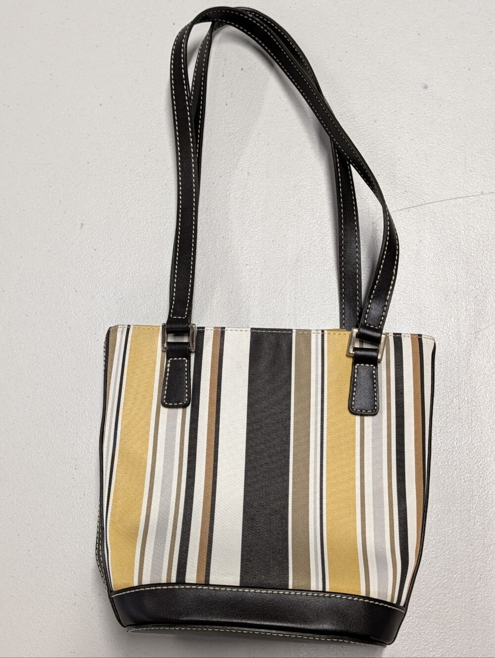 Liz Claiborne Striped Purse with Brown Trim